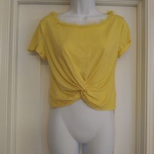 Free People Fp Movement Yellow Front Twist Top